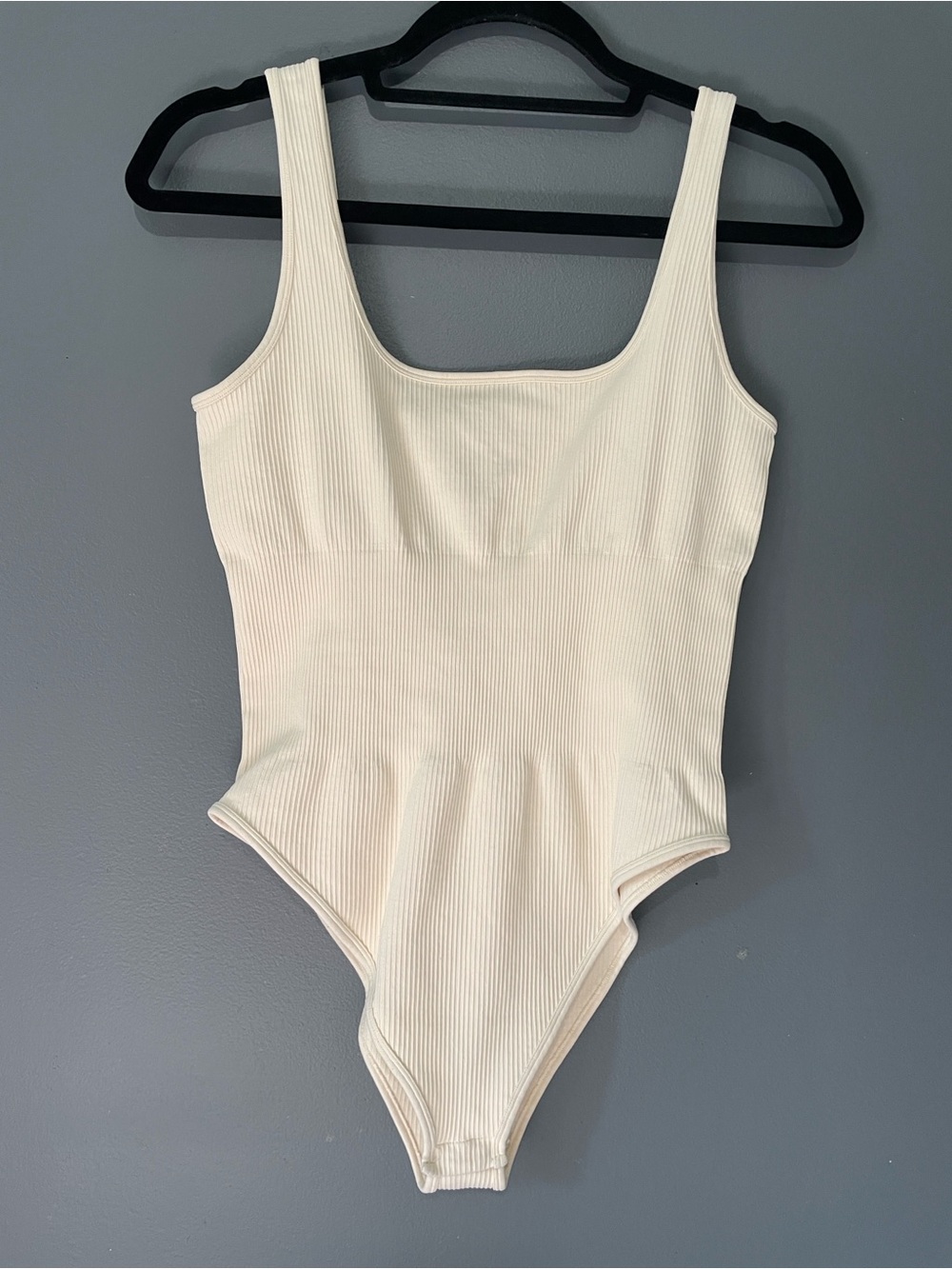 Chic Cream Ribbed Bodysuit